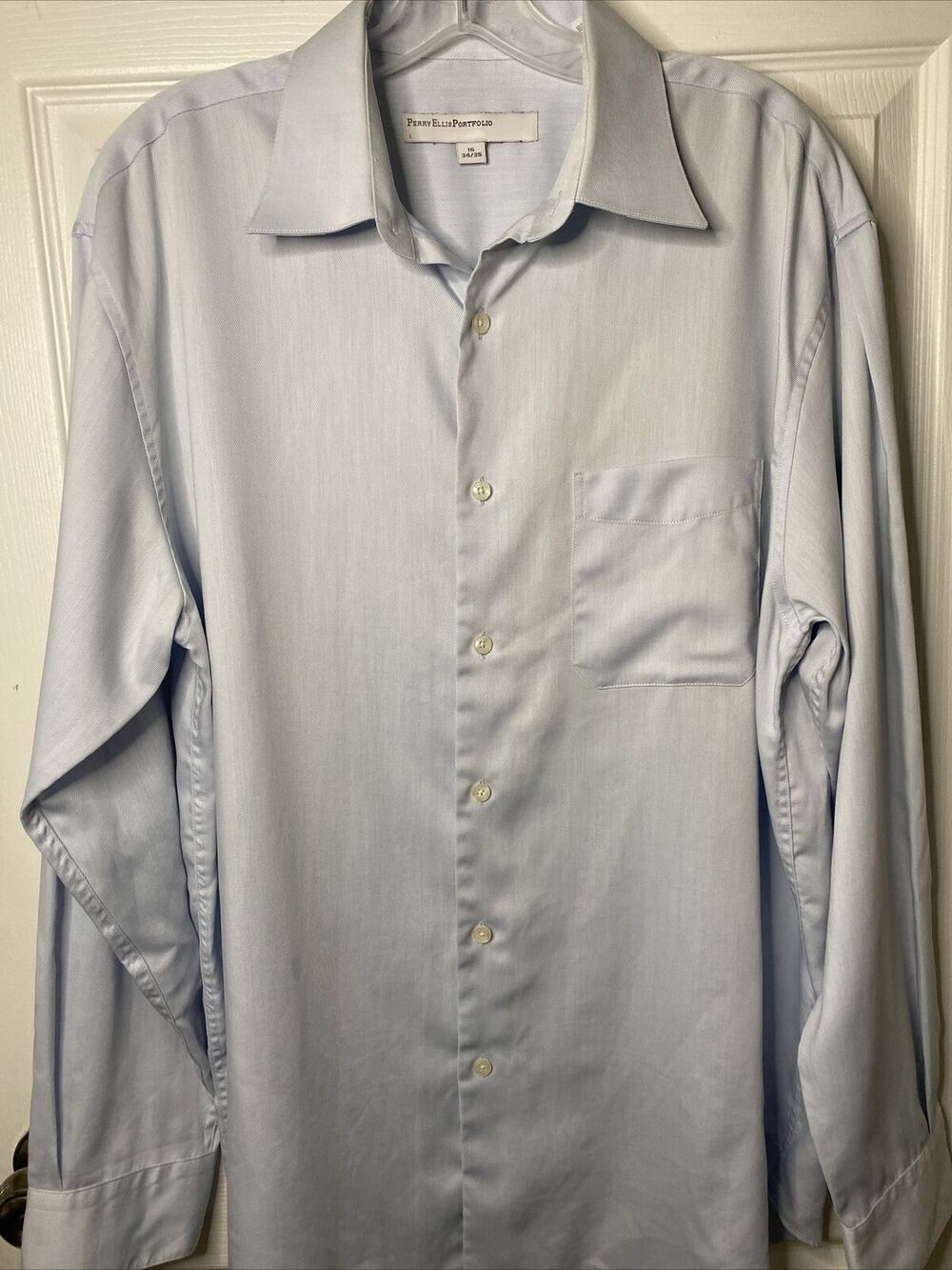 Perry ELLIS portfolio, light blue, men’s shirt button up 34/35, size 16